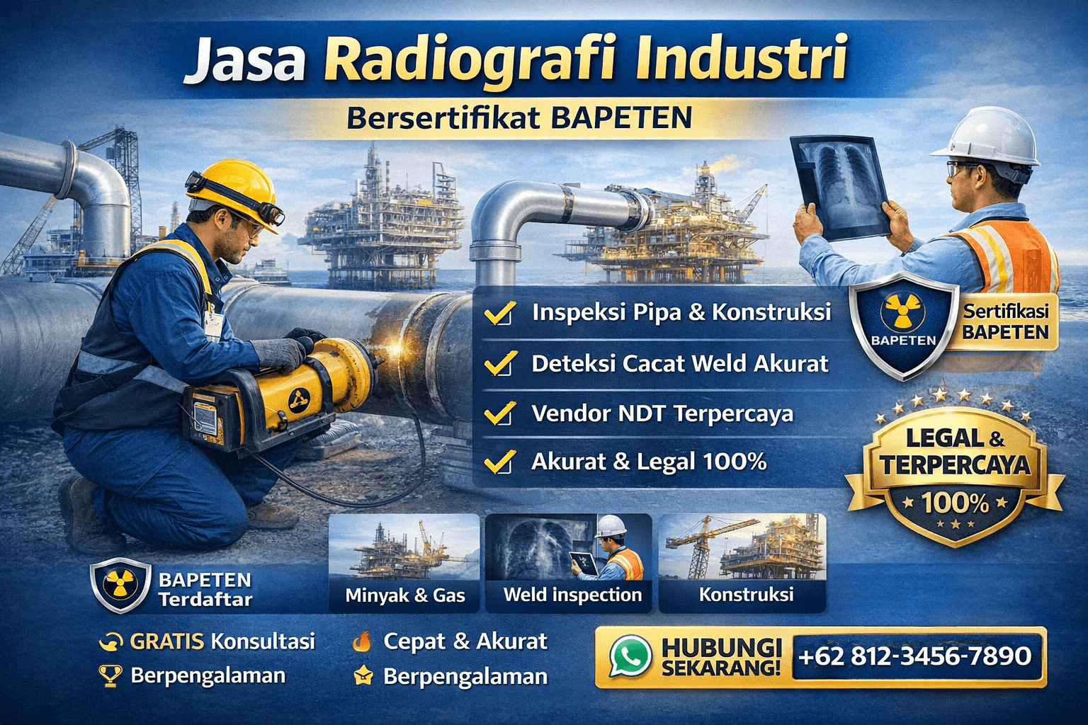 jasa radiografi industri untuk inspeksi pipa dan weld bersertifikat BAPETEN
